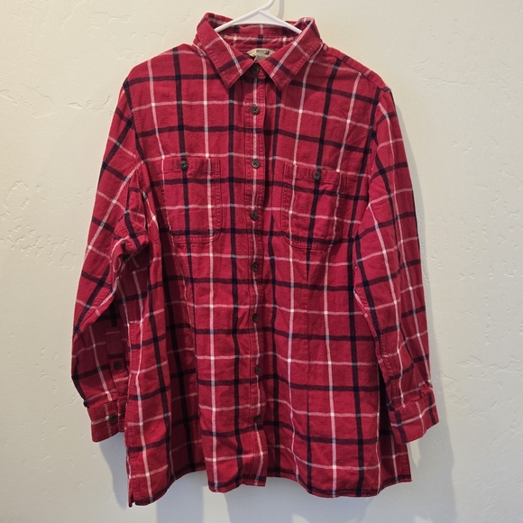 Duluth Trading Co. Women's Red Free Swingin Flannel Plaid Shirt Size 2X - Picture 2 of 7